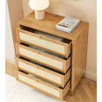 Haida - 4-Drawer Chest - Oak Effect and Rattan