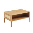 Table Basse - Haida - Effet Chêne & Cannage Rotin