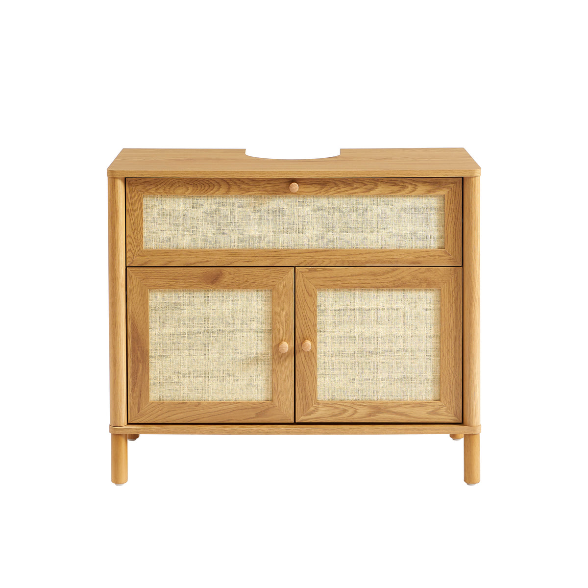 Haida - Bathroom Cabinet - Oak Effect and Rattan