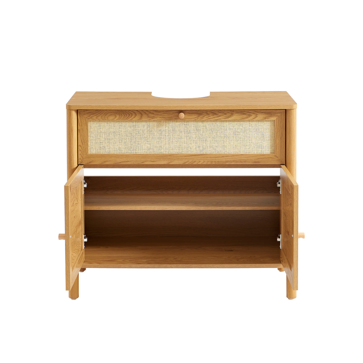 Haida - Bathroom Cabinet - Oak Effect and Rattan