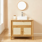 Haida - Bathroom Cabinet - Oak Effect and Rattan