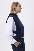 Cagoule Plastron Boutons Dorés Halo - Bleu Marine - Femme