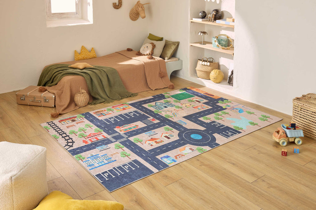 Happy - Tapis D'Intérieur - Polyester Imprimé - Beige