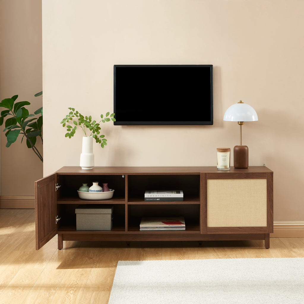 Haria - TV Unit - Walnut Effect and Rattan
