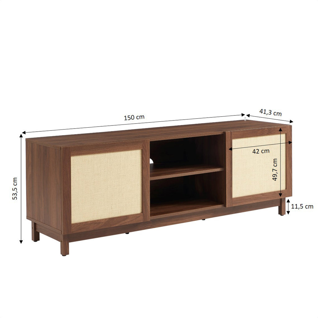 Haria - TV Unit - Walnut Effect and Rattan
