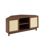 Haria - Mueble de TV esquinero - Efecto nogal y ratán
