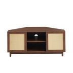 Haria - Mueble de TV esquinero - Efecto nogal y ratán