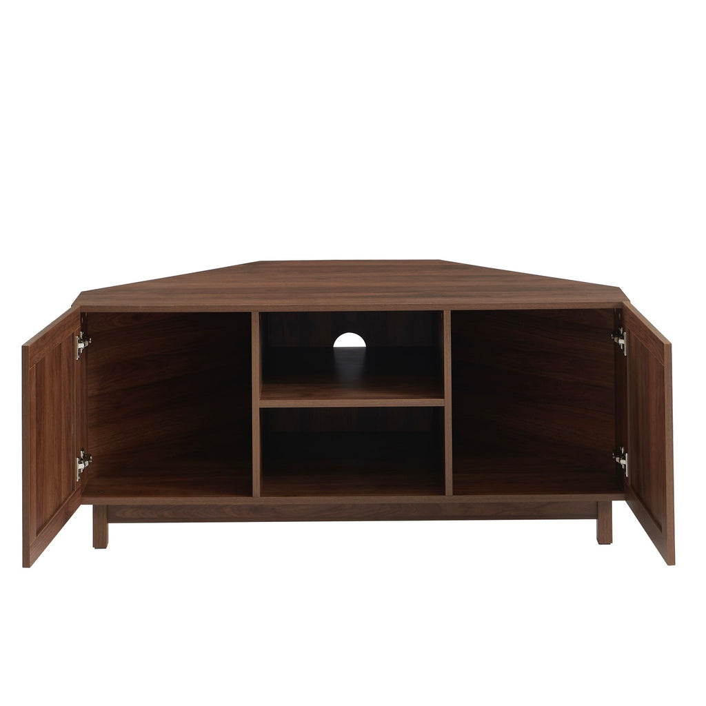 Haria - Mueble de TV esquinero - Efecto nogal y ratán