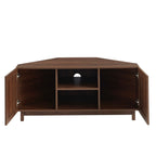 Haria - Mueble de TV esquinero - Efecto nogal y ratán