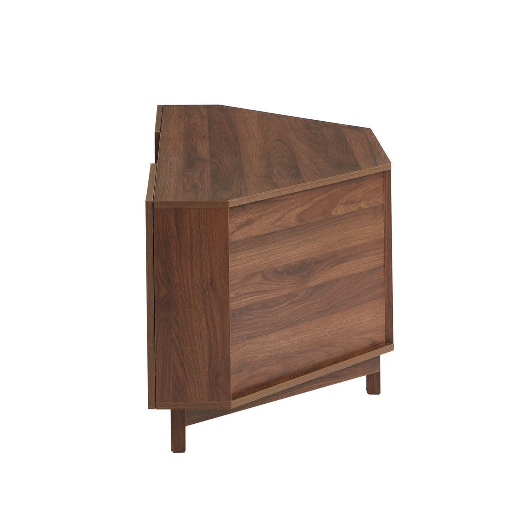 Haria - Mueble de TV esquinero - Efecto nogal y ratán