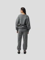 Pantalon Kiara In Grey Beaded Embroideried Fleece