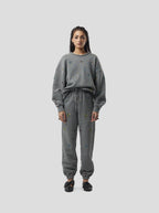 Pantalon Kiara In Grey Beaded Embroideried Fleece