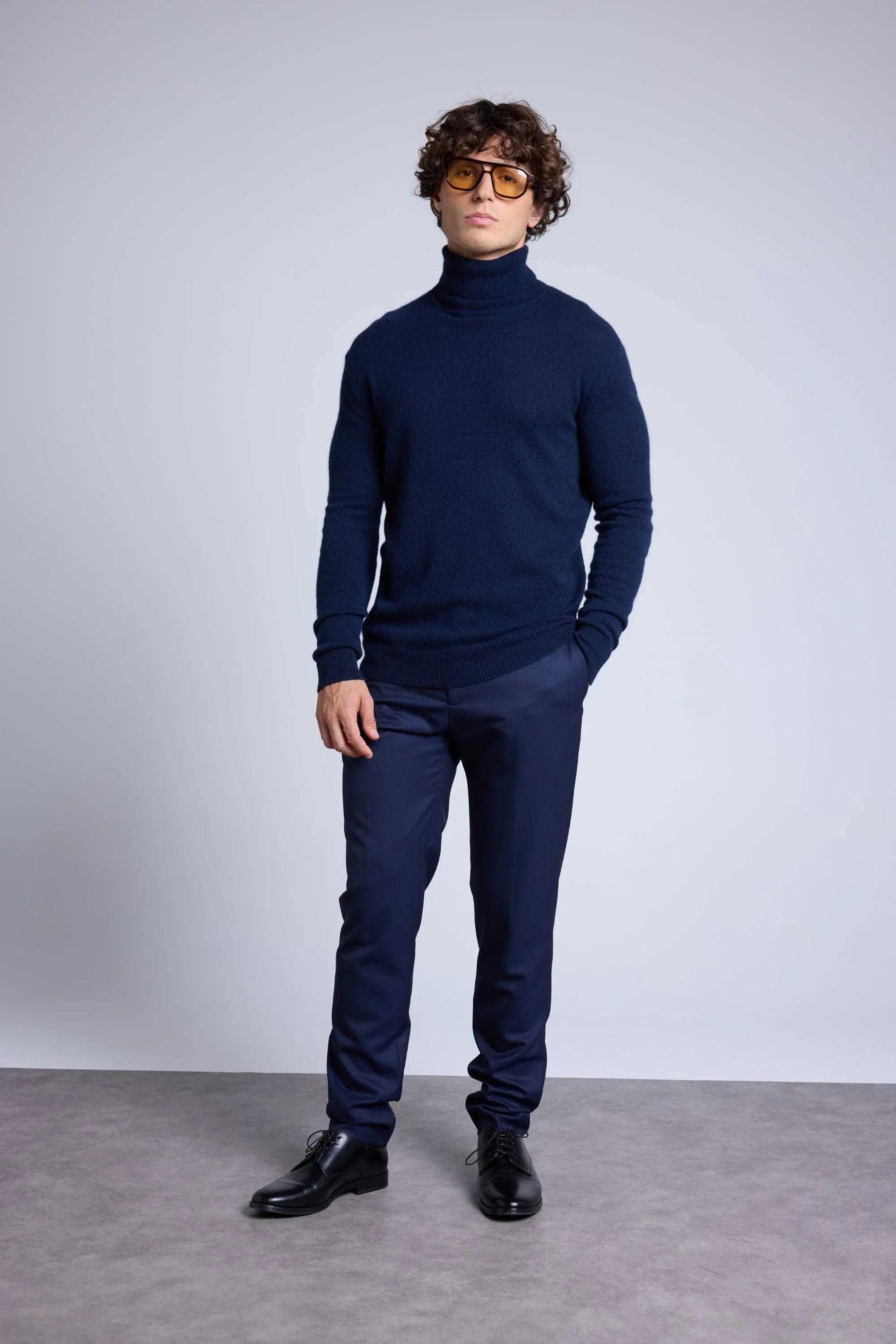 Harry Roll Neck Jumper - Navy Blue - Men