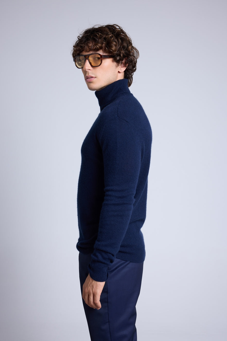 Harry Roll Neck Jumper - Navy Blue - Men