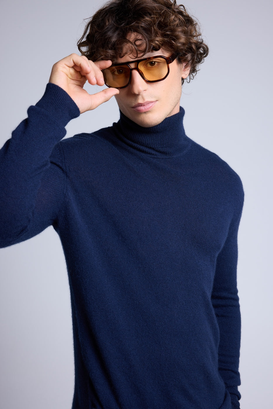 Harry Roll Neck Jumper - Navy Blue - Men