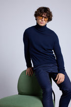 Harry Roll Neck Jumper - Navy Blue - Men
