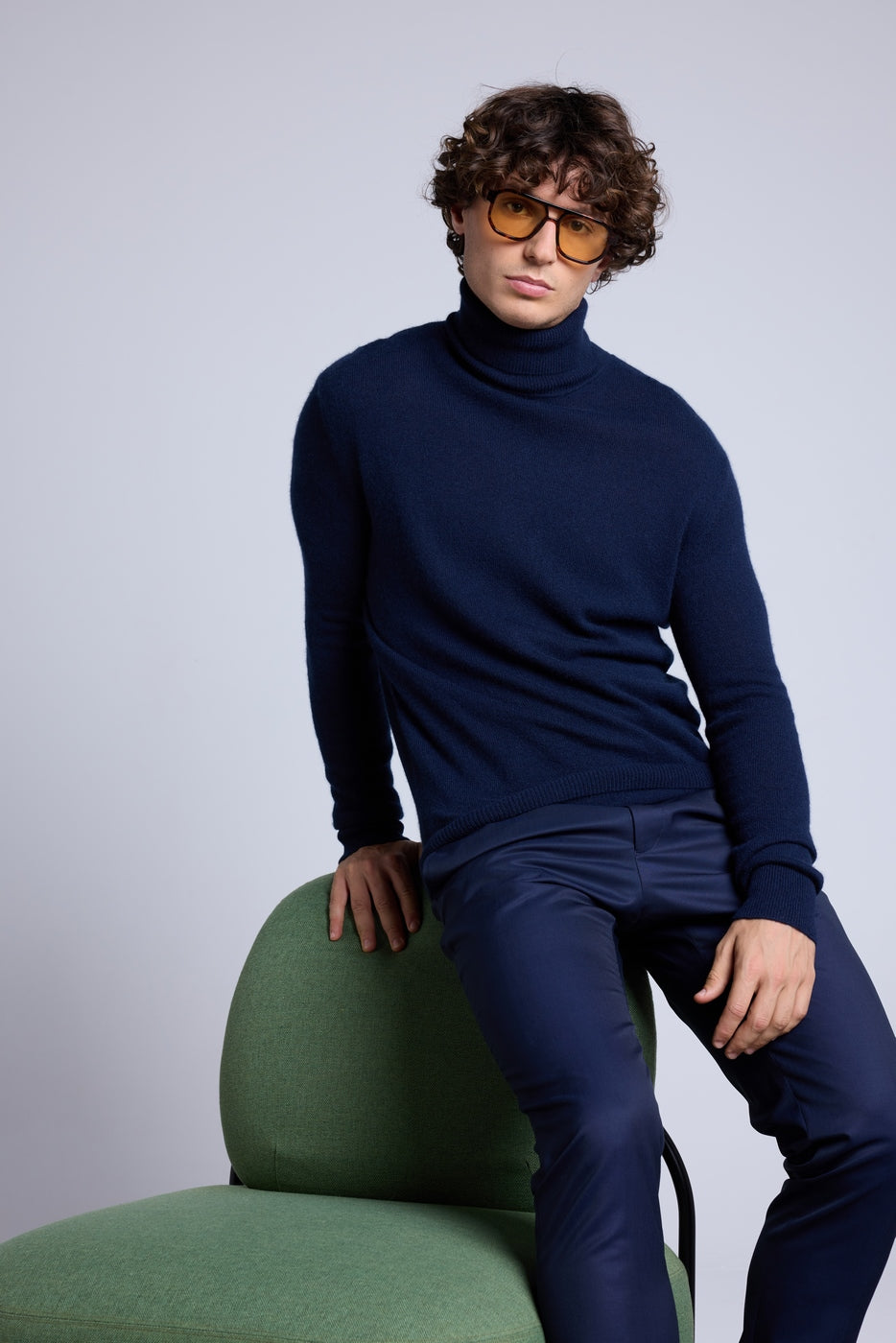 Harry Roll Neck Jumper - Navy Blue - Men