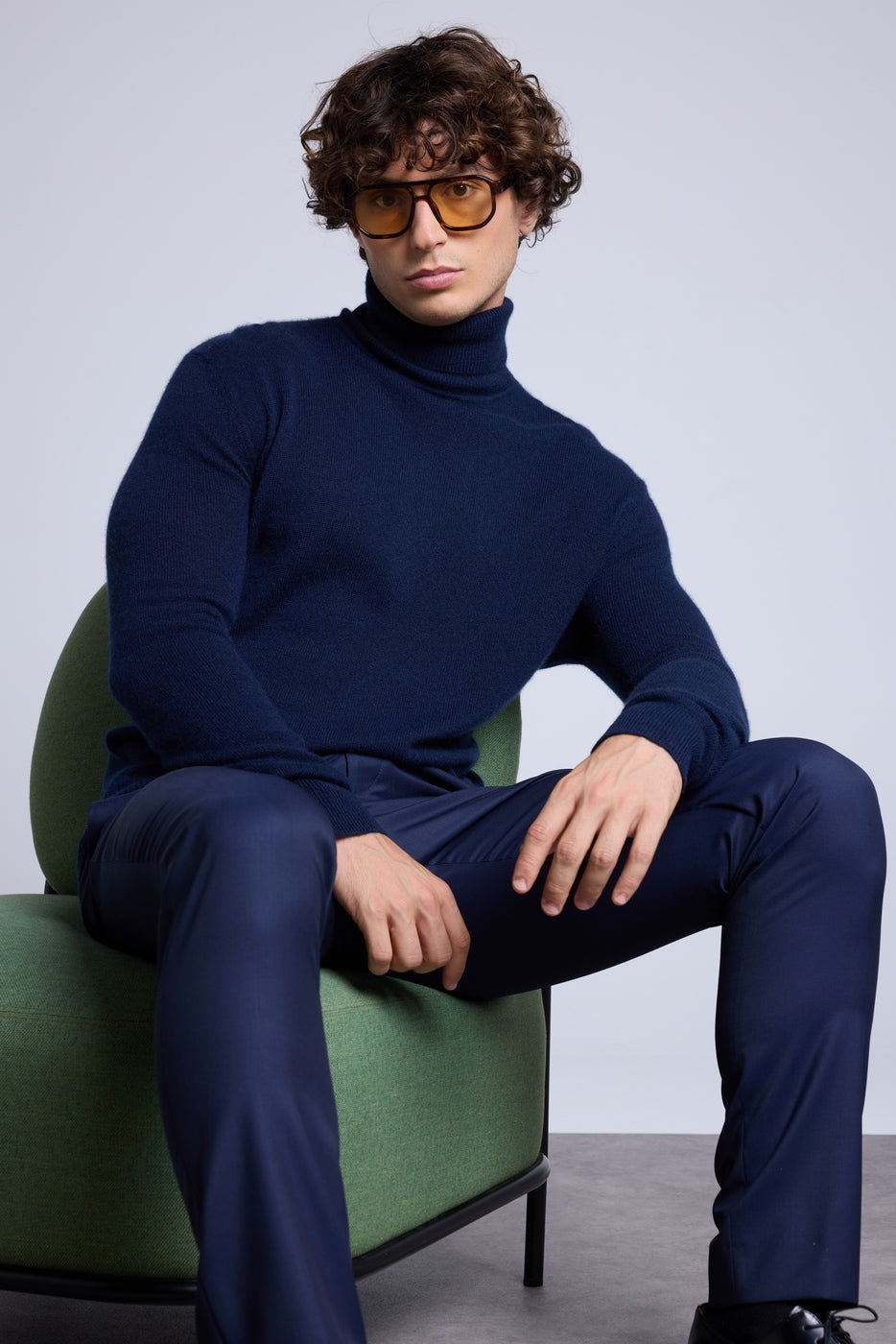 Harry Roll Neck Jumper - Navy Blue - Men