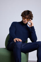 Harry Roll Neck Jumper - Navy Blue - Men