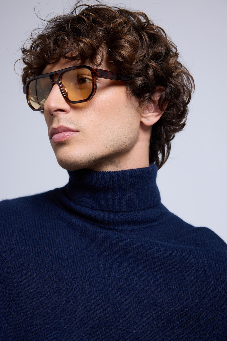 Harry Roll Neck Jumper - Navy Blue - Men