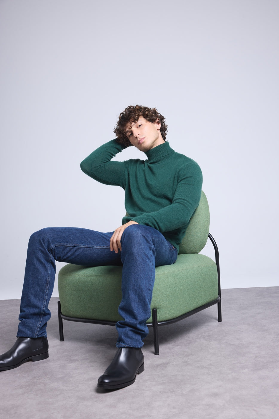 Pull Col Roule Harry - Vert Bouteille - Homme