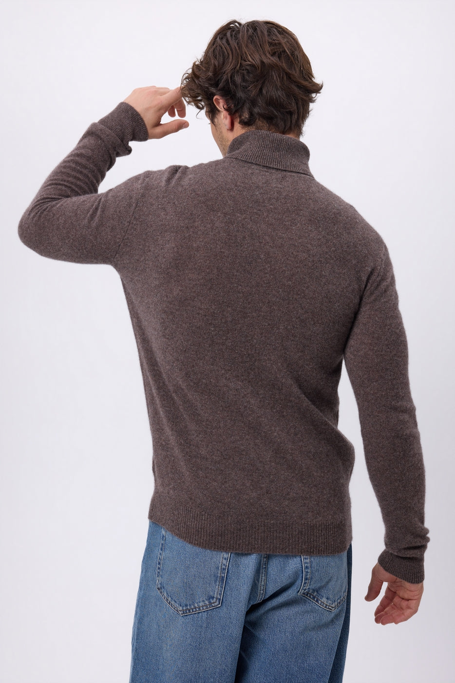 Rollkragenpullover Harry – Meliertes Braun – Herren – 100 % Kaschmir