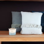 Washed Linen Cushion Cover with Fringed Finishes Hartyfrange - Aqua