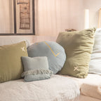Washed Linen Cushion Cover with Fringed Finishes Hartyfrange - Aqua