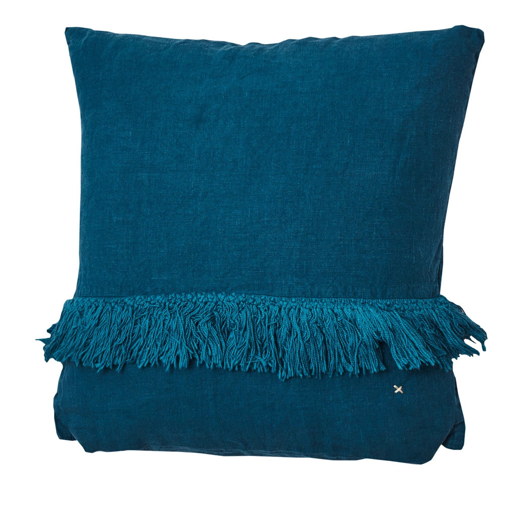 Washed Linen Cushion Cover with Fringed Finishes Hartyfrange - Piscin
