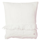 Washed Linen Cushion Cover with Fringed Finishes - Pink