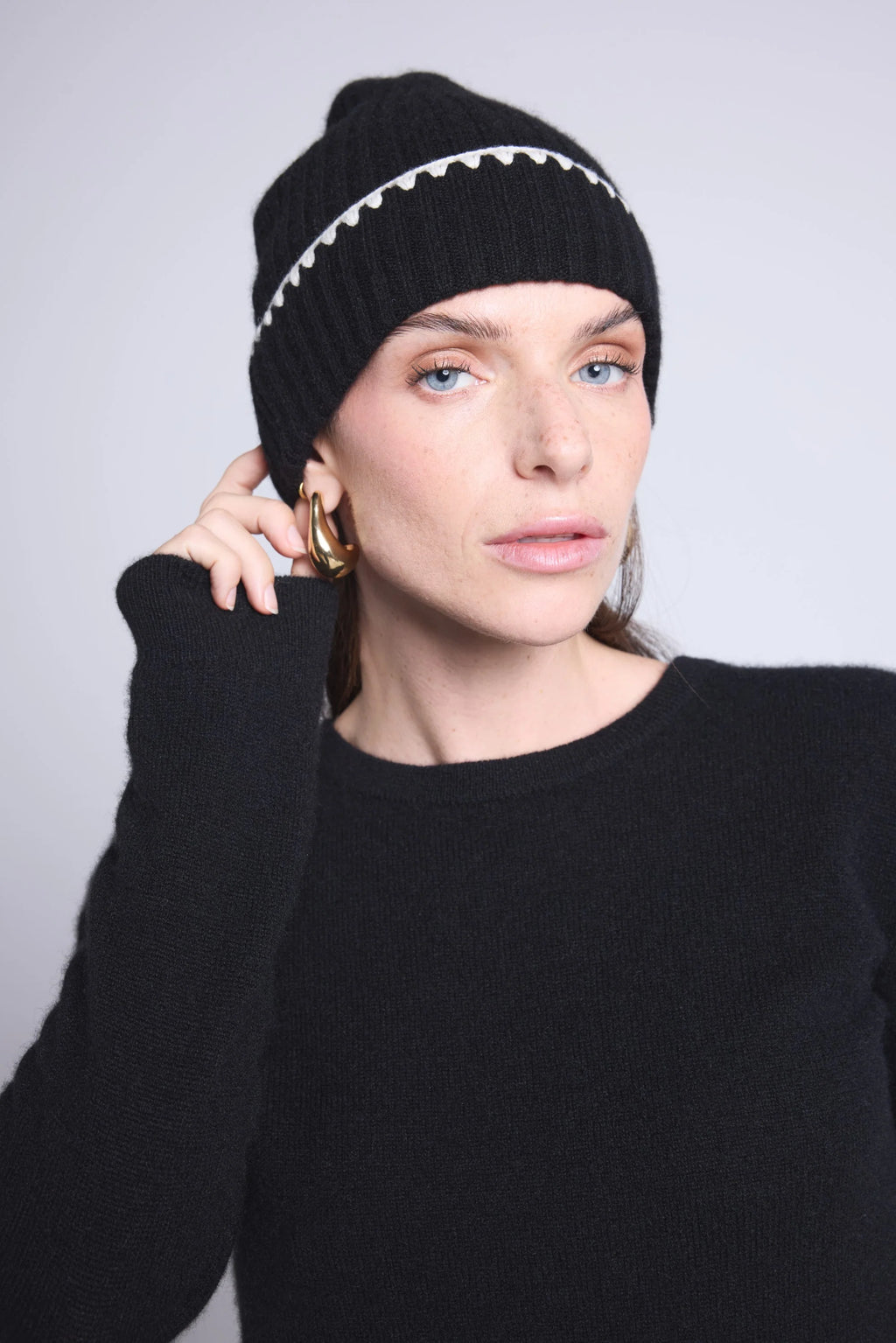 Bonnet Unisexe Surpiqures Hat - Noir Blanc - Mixte