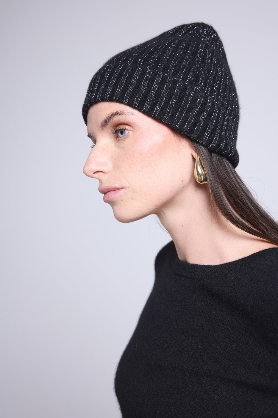 Gorro unisex Lurex Hat - Negro lurex plateado - Unisex