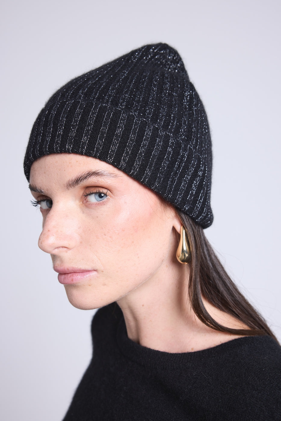 Gorro unisex Lurex Hat - Negro lurex plateado - Unisex