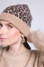 Unisex Leopard Hat Beanie - Beige Leopard - Unisex