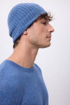 Beanie - Denim Blue - Unisex - 100% Cashmere