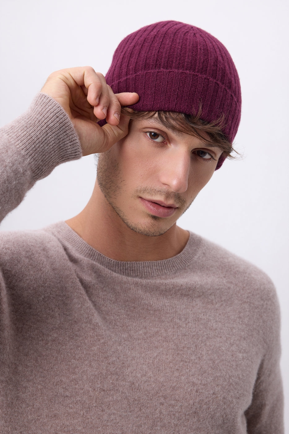 Beanie - Wine Red - Unisex - 100% Cashmere