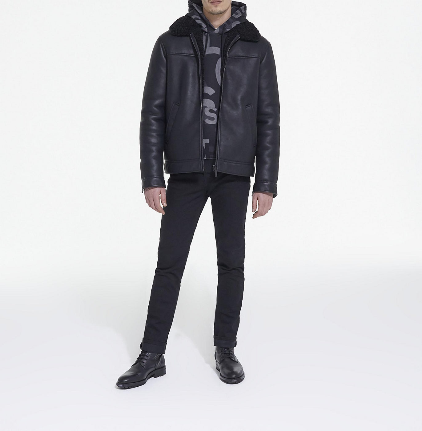 The Kooples - Blouson Biker En Fausse Fourrure - Homme
