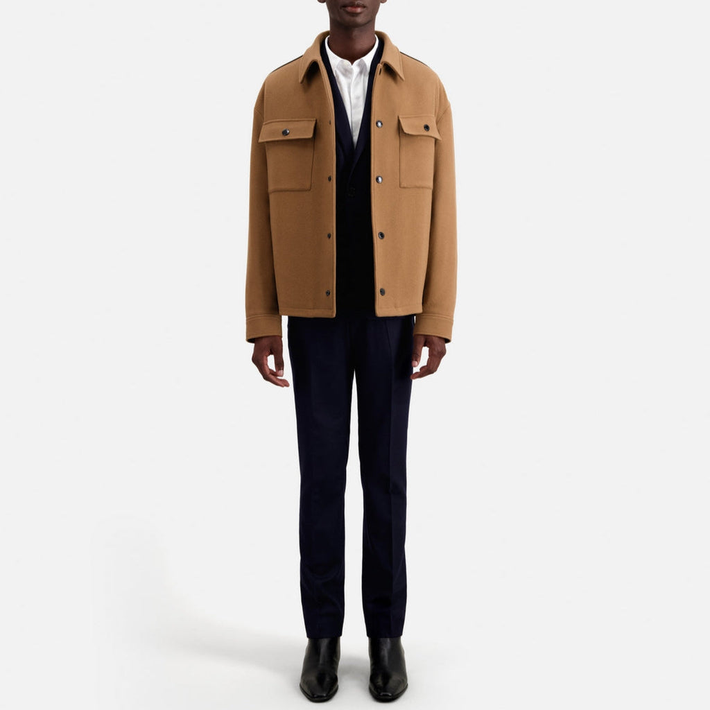 The Kooples - Blouson Surchemise Brode Au Dos Avec Pipping Cuir - Homme