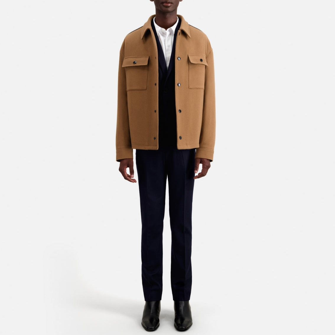 The Kooples - Blouson Surchemise Brode Au Dos Avec Pipping Cuir - Homme
