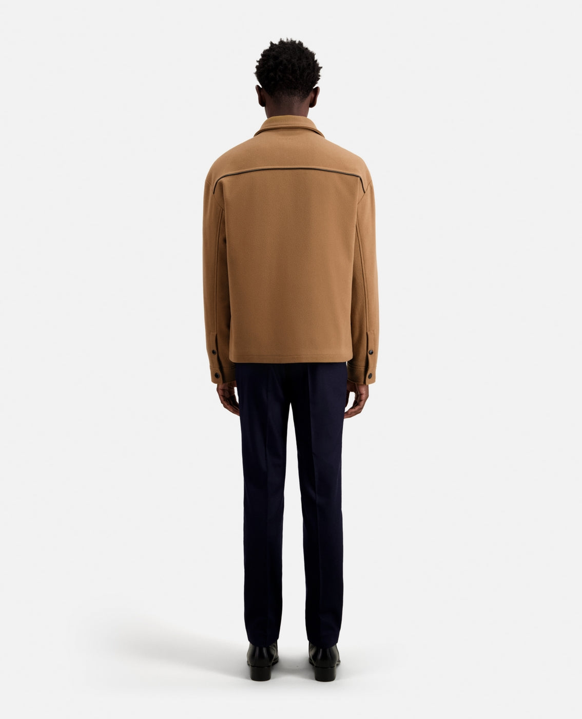 The Kooples - Blouson Surchemise Brode Au Dos Avec Pipping Cuir - Homme