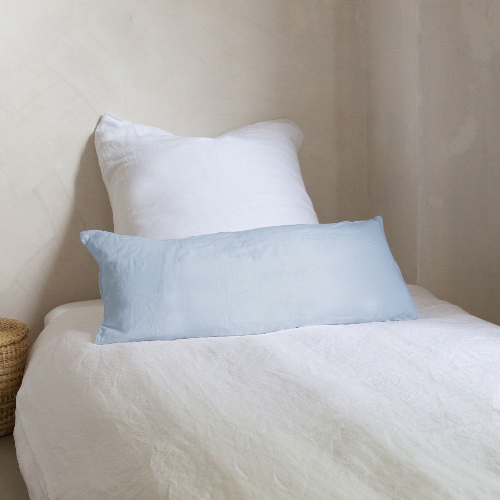 Housse De Coussin Unie En Lin Lavé Hbsmoothie - Aqua