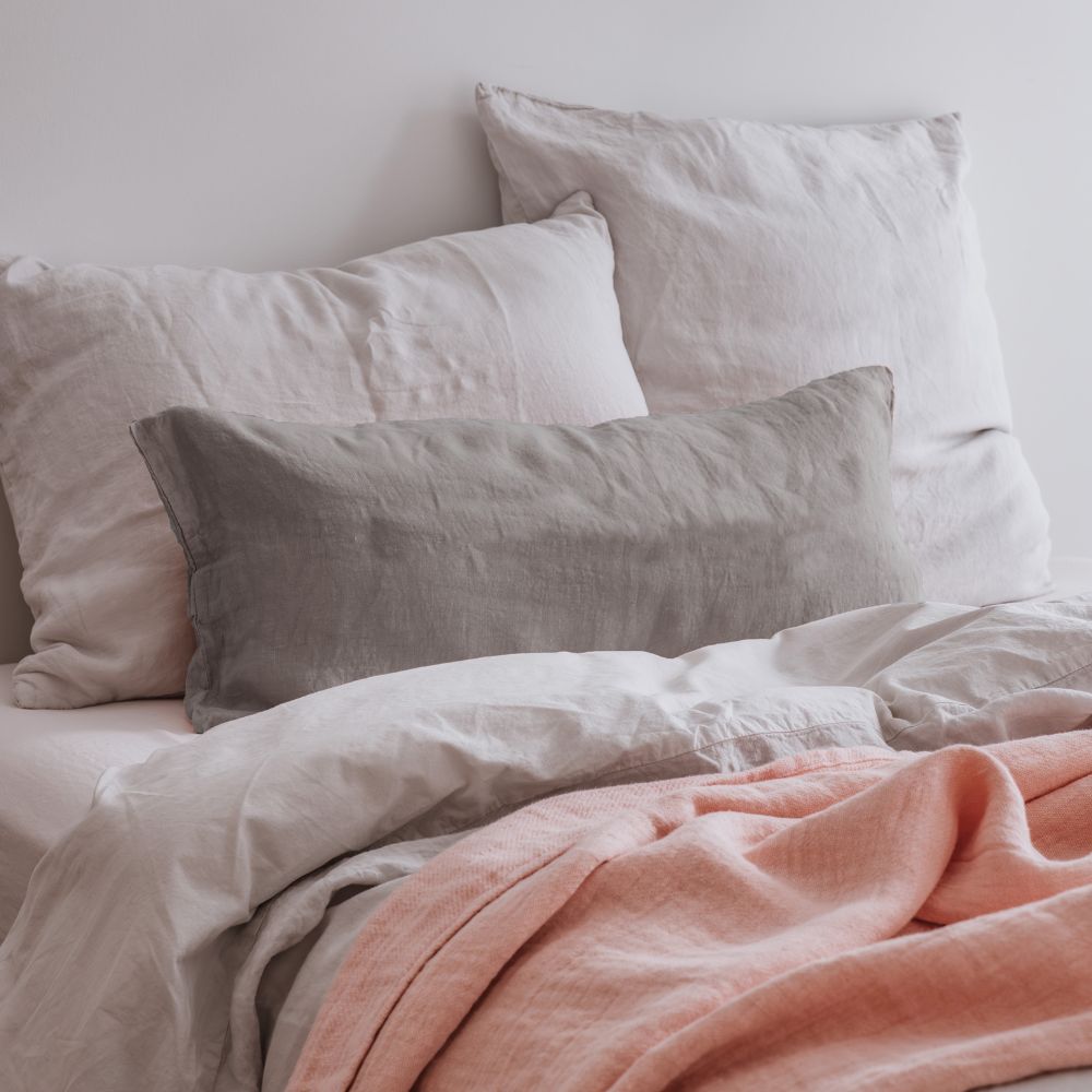 Housse De Coussin Unie En Lin Lavé Hbsmoothie - Orage