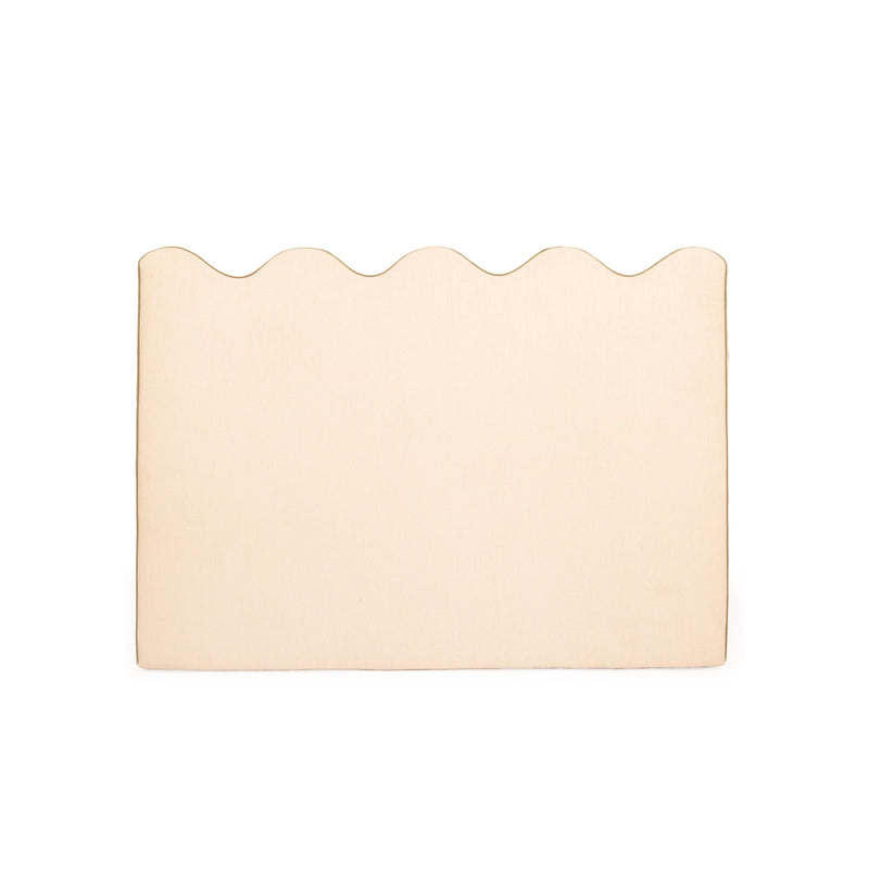 Tête De Lit - Mediterranean - Lin Beige, Passepoil Coton Kaki - L 180 Cm
