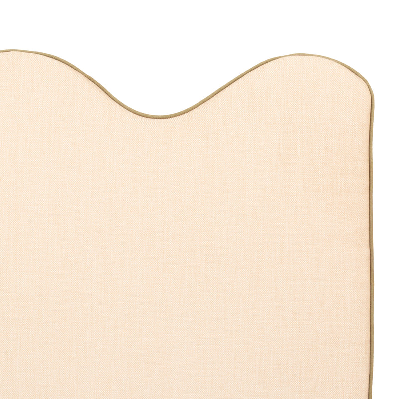 Tête De Lit - Mediterranean - Lin Beige, Passepoil Coton Kaki - L 180 Cm
