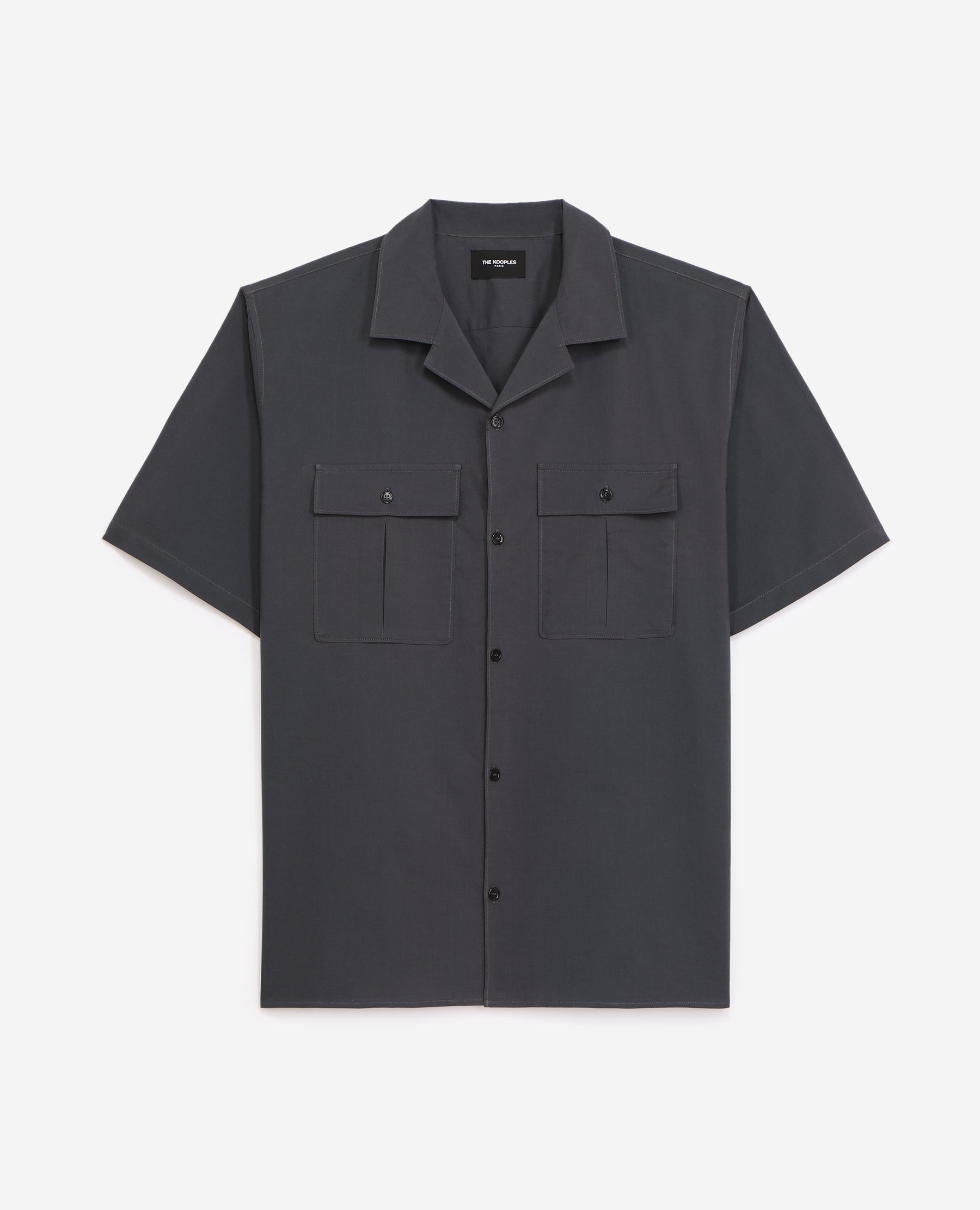 The Kooples - Chemise Coton Gris Anthracite À Poches - Homme