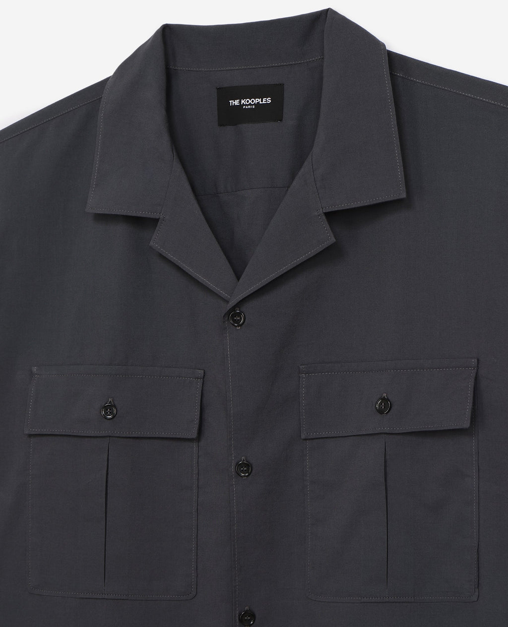 The Kooples - Chemise Coton Gris Anthracite À Poches - Homme