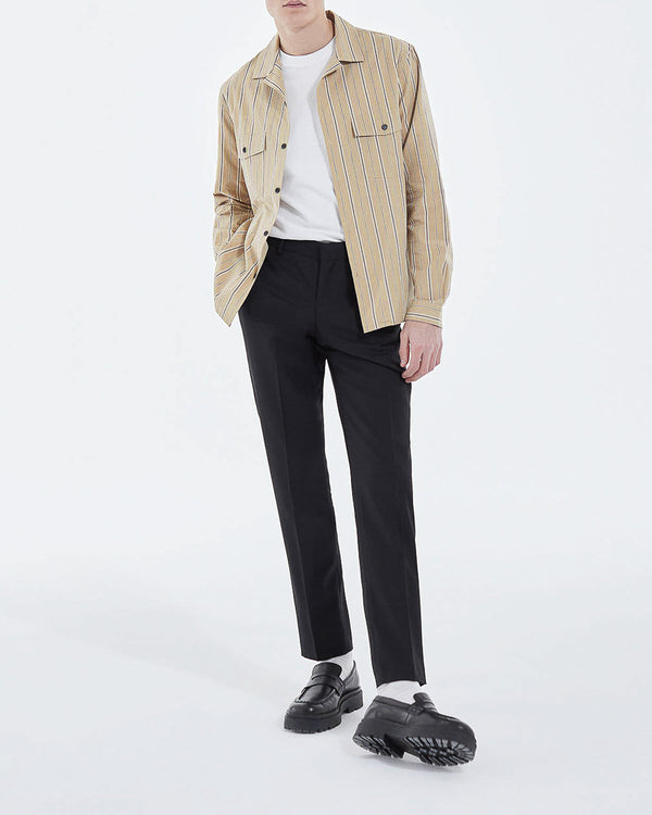 The Kooples - Chemise Col Hawaï Beige À Rayures - Homme