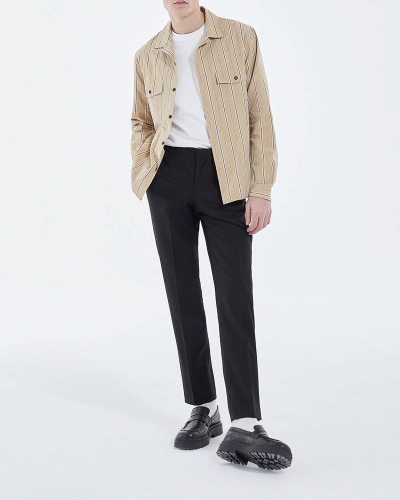 The Kooples - Camisa cuello hawaiano rayas beige - Hombre
