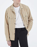 The Kooples - Camisa cuello hawaiano rayas beige - Hombre