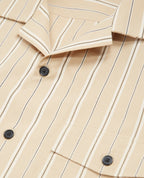 The Kooples - Chemise Col Hawaï Beige À Rayures - Homme